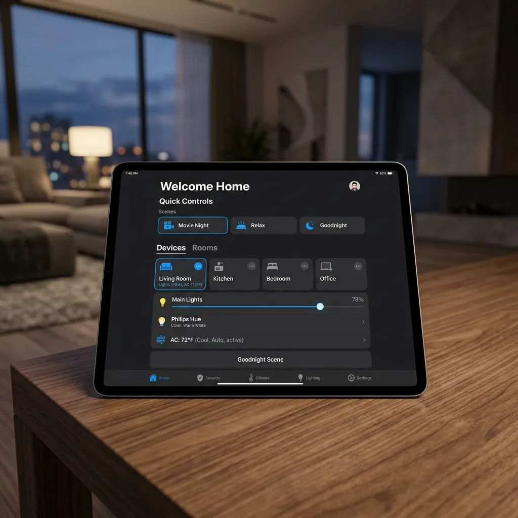 Smart home dashboard UI